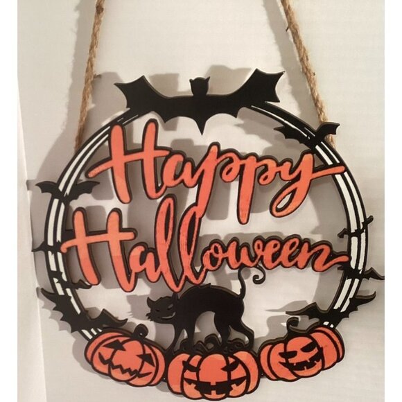 Halloween-Themed Wooden Door Sign With Hanging Rope - Picture 2 of 4